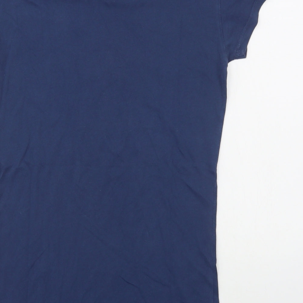 Disney Land Womens Blue  Cotton Basic T-Shirt Size M Round Neck