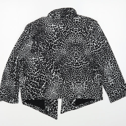 M&Co Womens Black Animal Print  Jacket Blazer Size 14