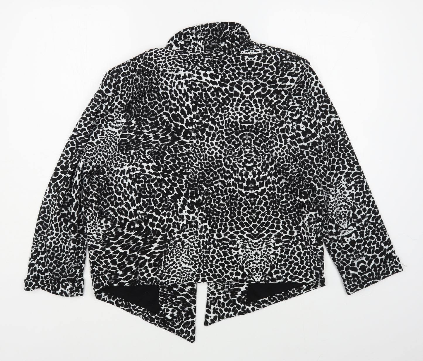 M&Co Womens Black Animal Print  Jacket Blazer Size 14