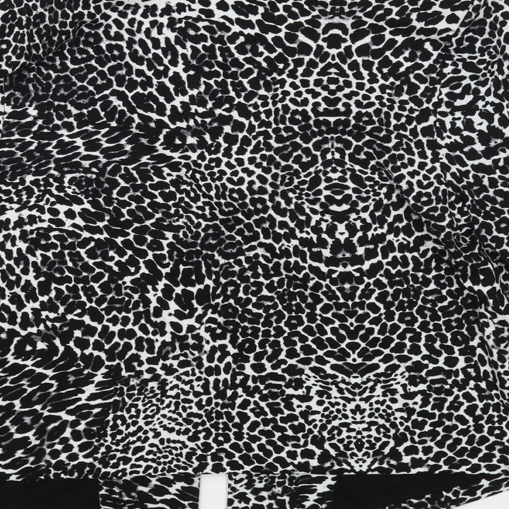 M&Co Womens Black Animal Print  Jacket Blazer Size 14