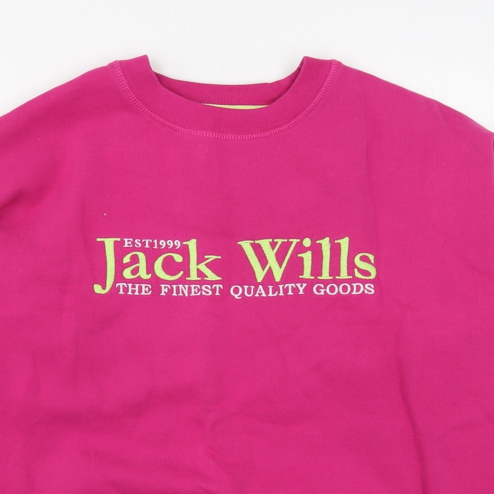 Jack Wills Womens Pink  Cotton Pullover Sweatshirt Size 8  Pullover