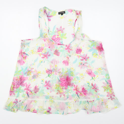 Chemistry Womens Multicoloured Floral Polyester Basic Tank Size L Scoop Neck