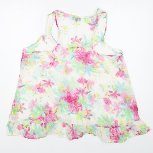 Chemistry Womens Multicoloured Floral Polyester Basic Tank Size L Scoop Neck