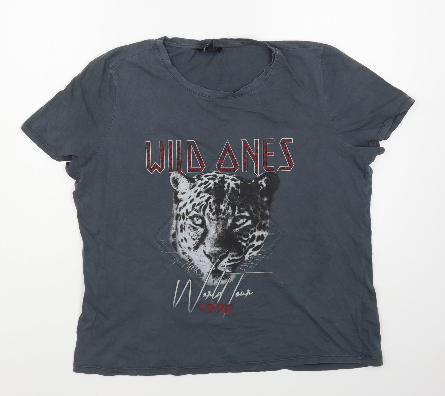New Look Womens Grey  100% Cotton Basic T-Shirt Size 16 Round Neck
