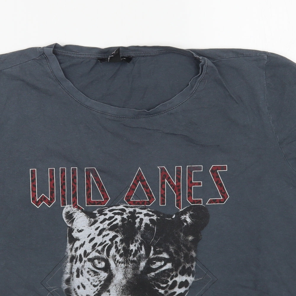 New Look Womens Grey  100% Cotton Basic T-Shirt Size 16 Round Neck