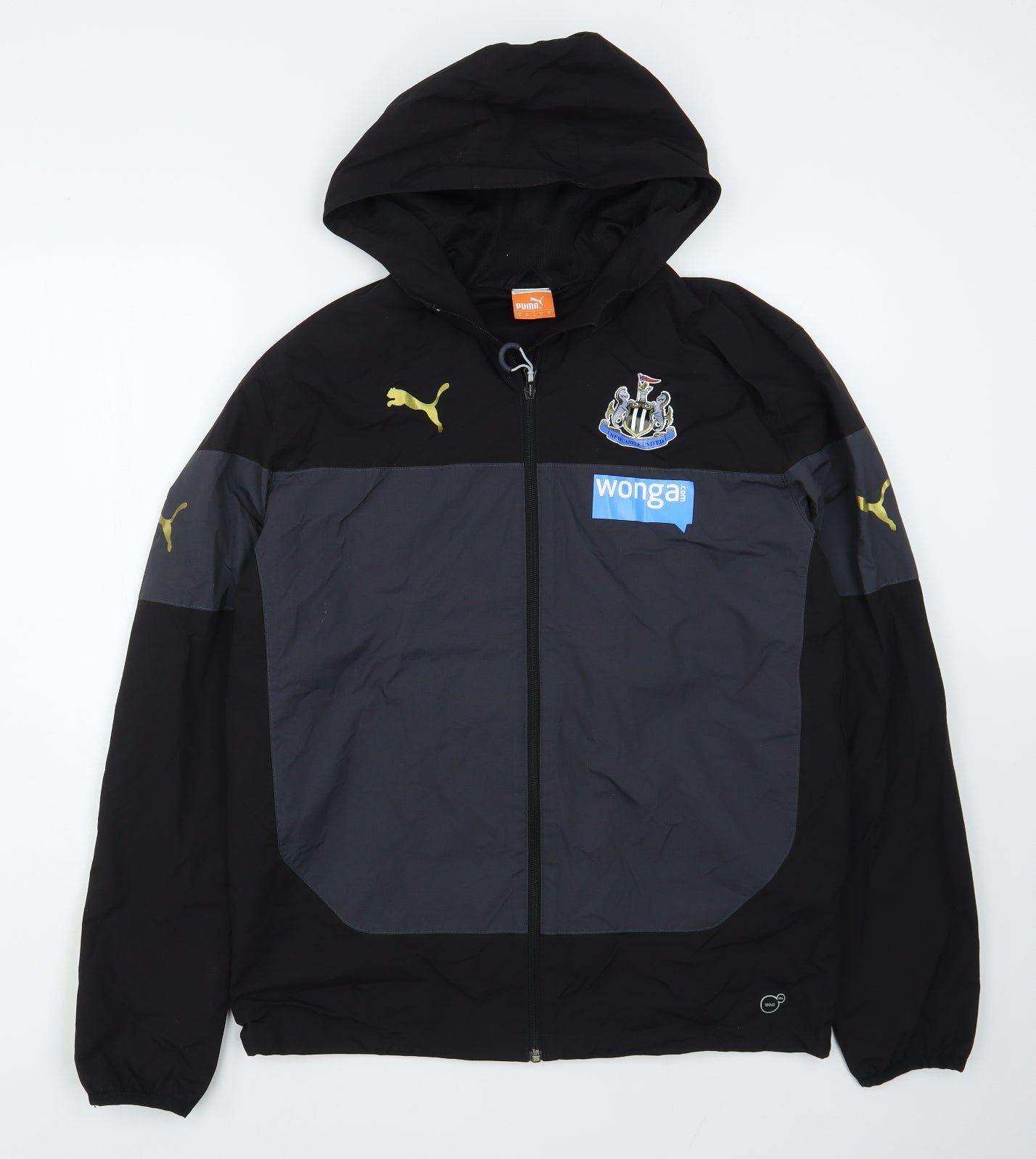 PUMA Mens Black   Rain Coat Coat Size M  Zip - Newcastle United