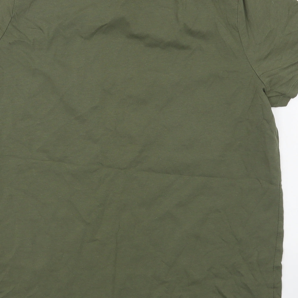 New Look Womens Green  100% Cotton Basic T-Shirt Size 14 Round Neck
