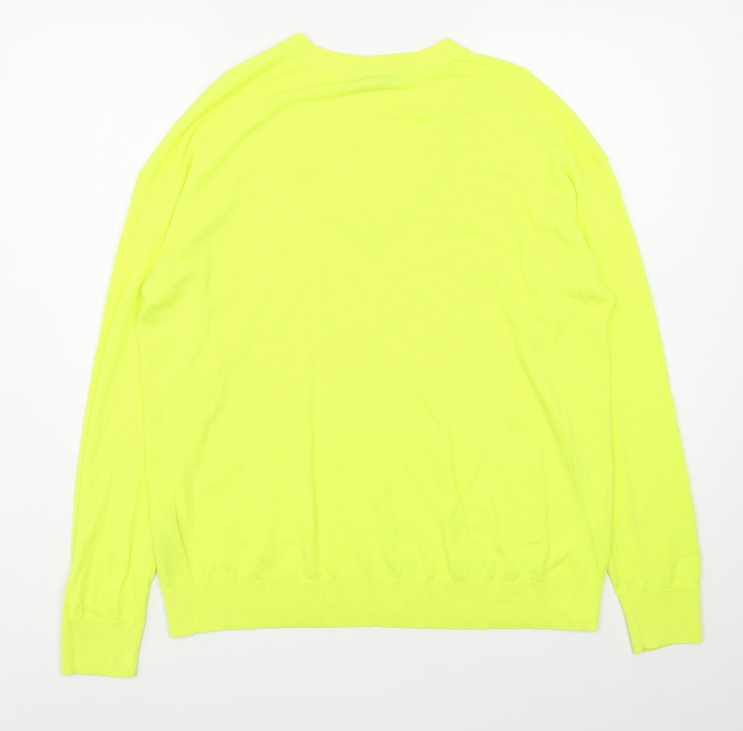Zara Womens Yellow V-Neck  Viscose Pullover Jumper Size S