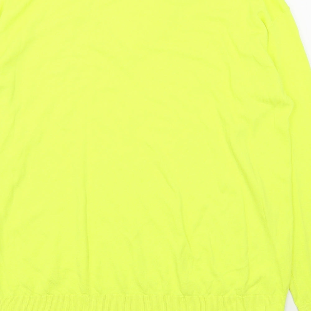 Zara Womens Yellow V-Neck  Viscose Pullover Jumper Size S