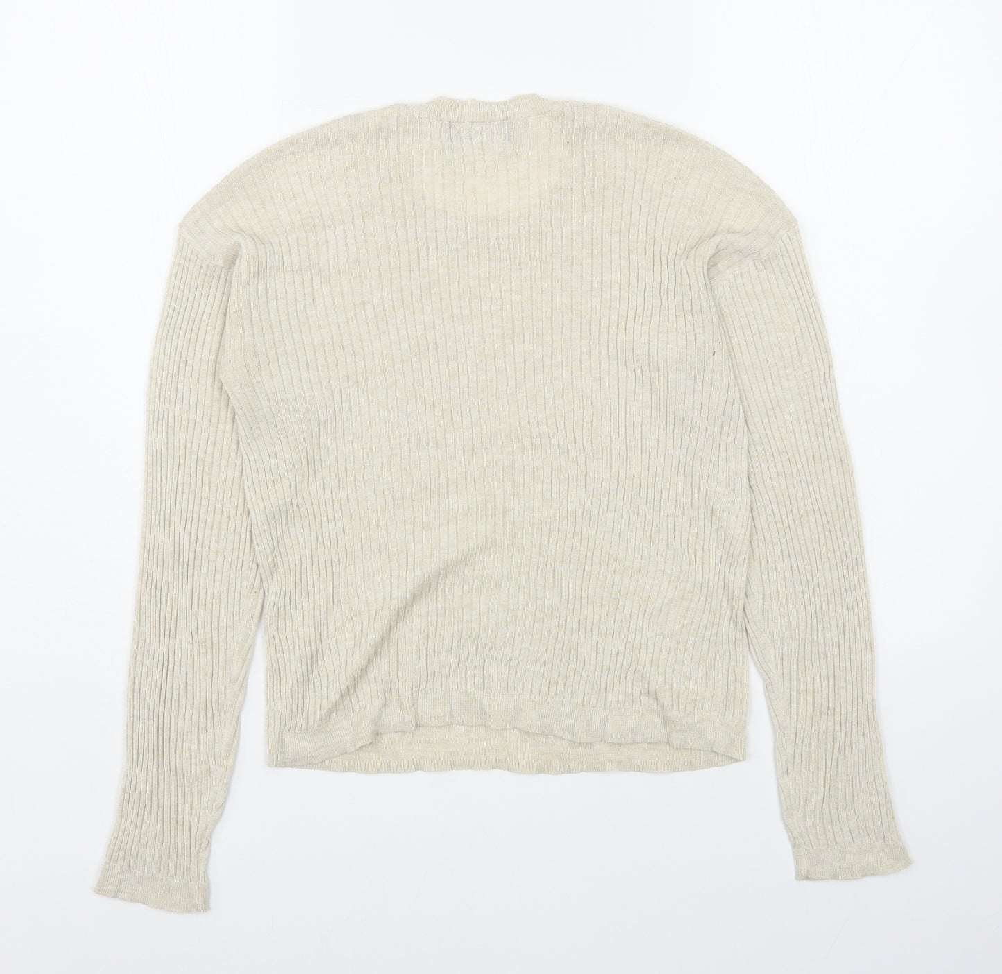 Bershka Womens Beige Round Neck  Polyester Pullover Jumper Size S