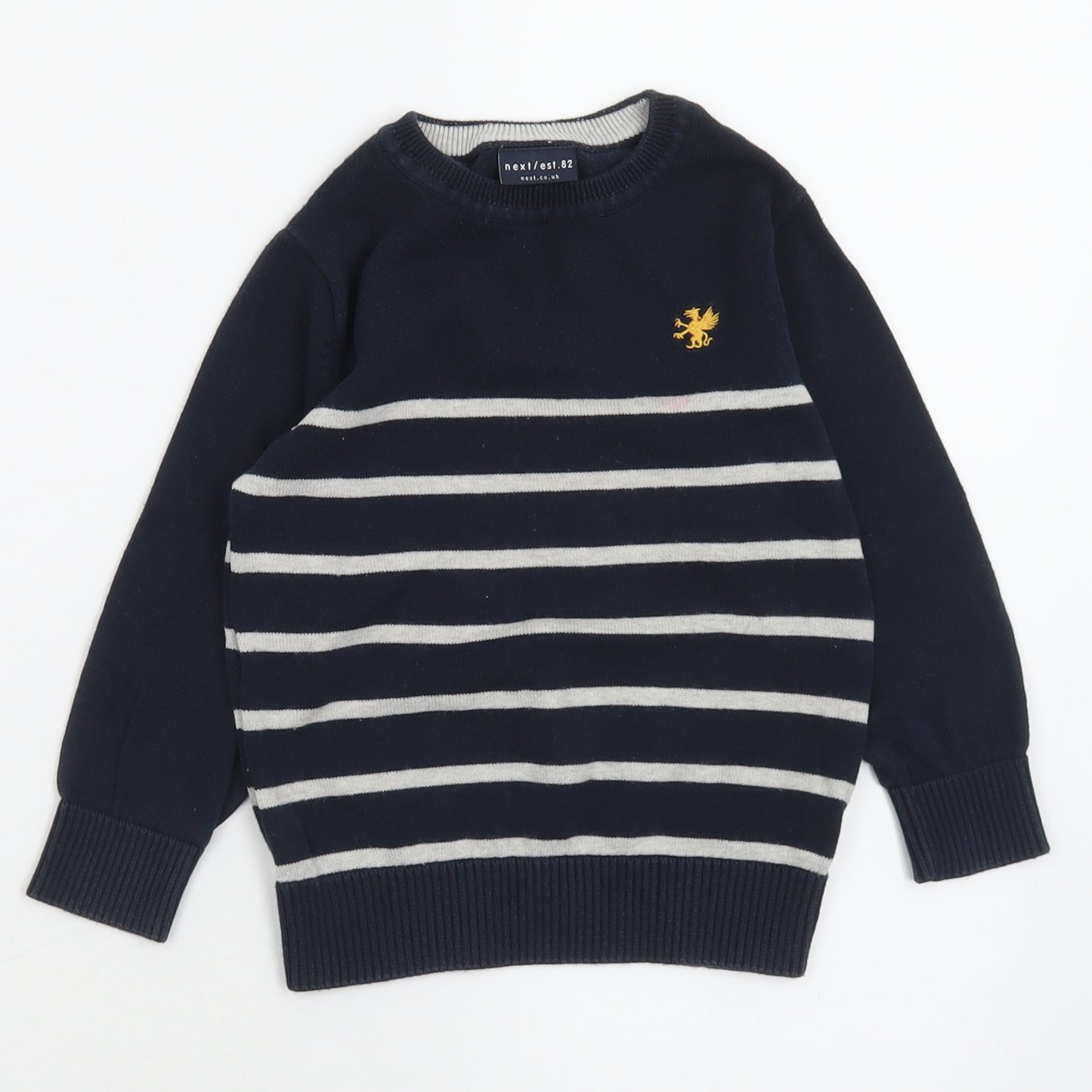 NEXT Boys Blue Crew Neck Striped Cotton Pullover Jumper Size 3 Years  Pullover