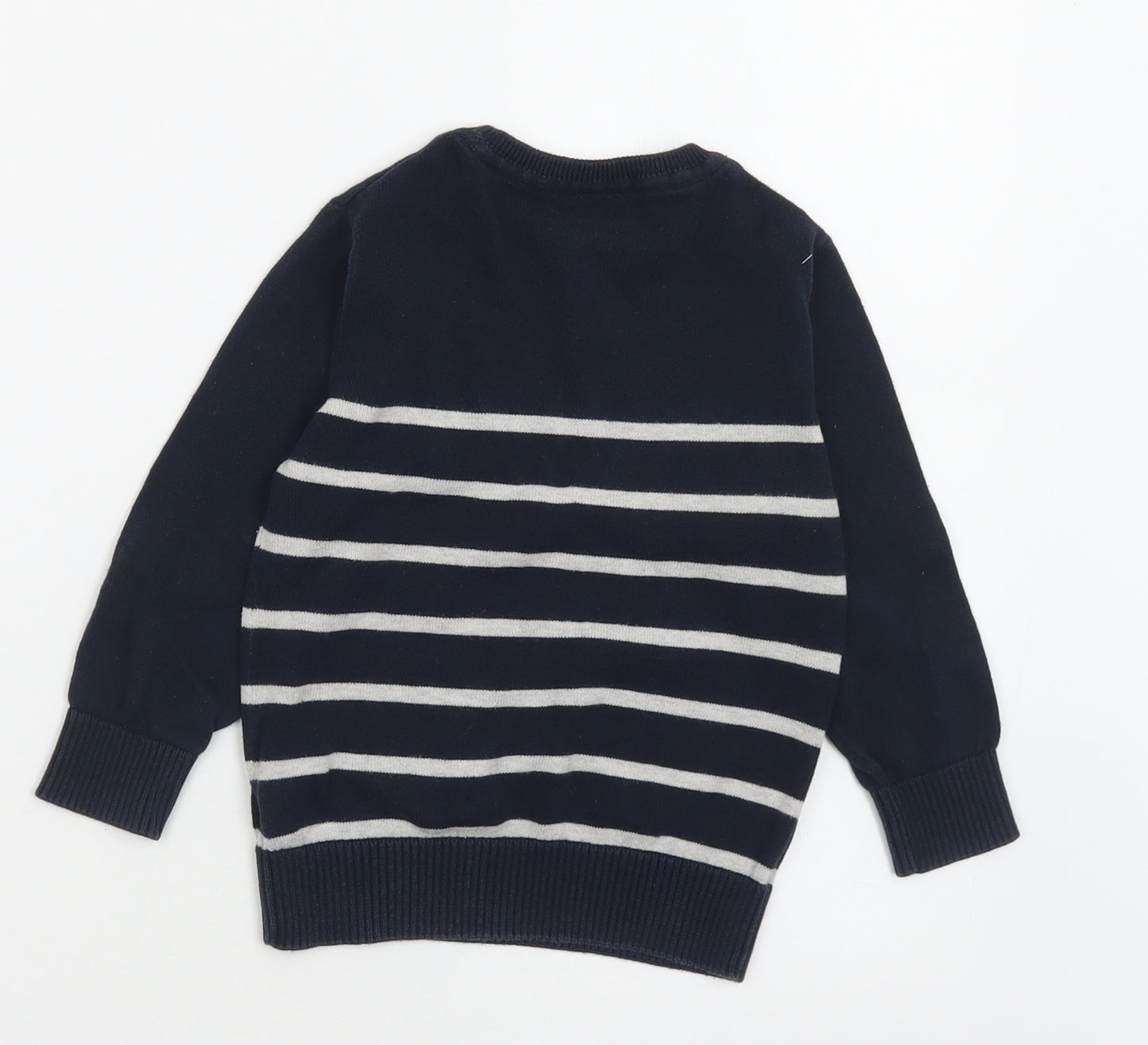 NEXT Boys Blue Crew Neck Striped Cotton Pullover Jumper Size 3 Years  Pullover