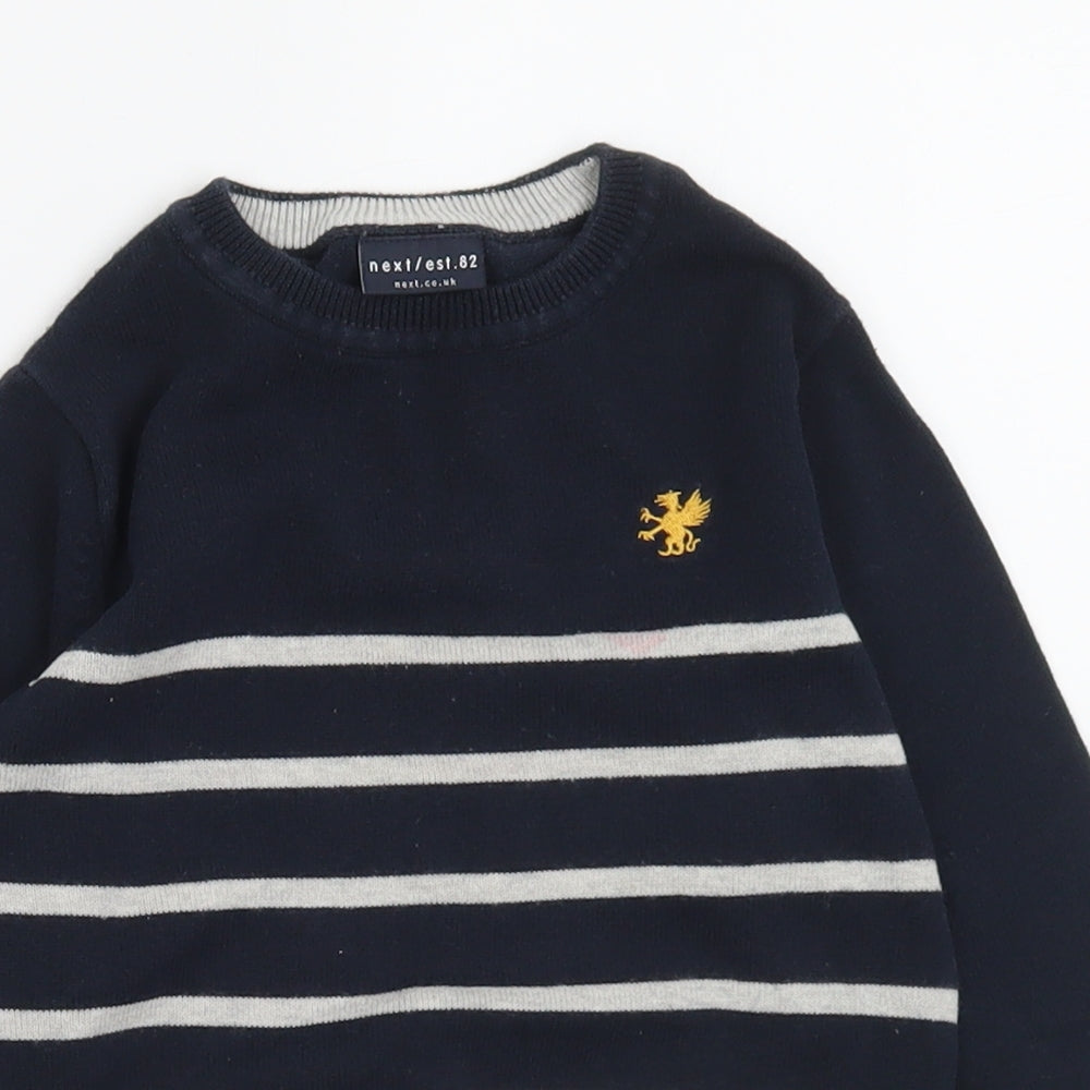 NEXT Boys Blue Crew Neck Striped Cotton Pullover Jumper Size 3 Years  Pullover