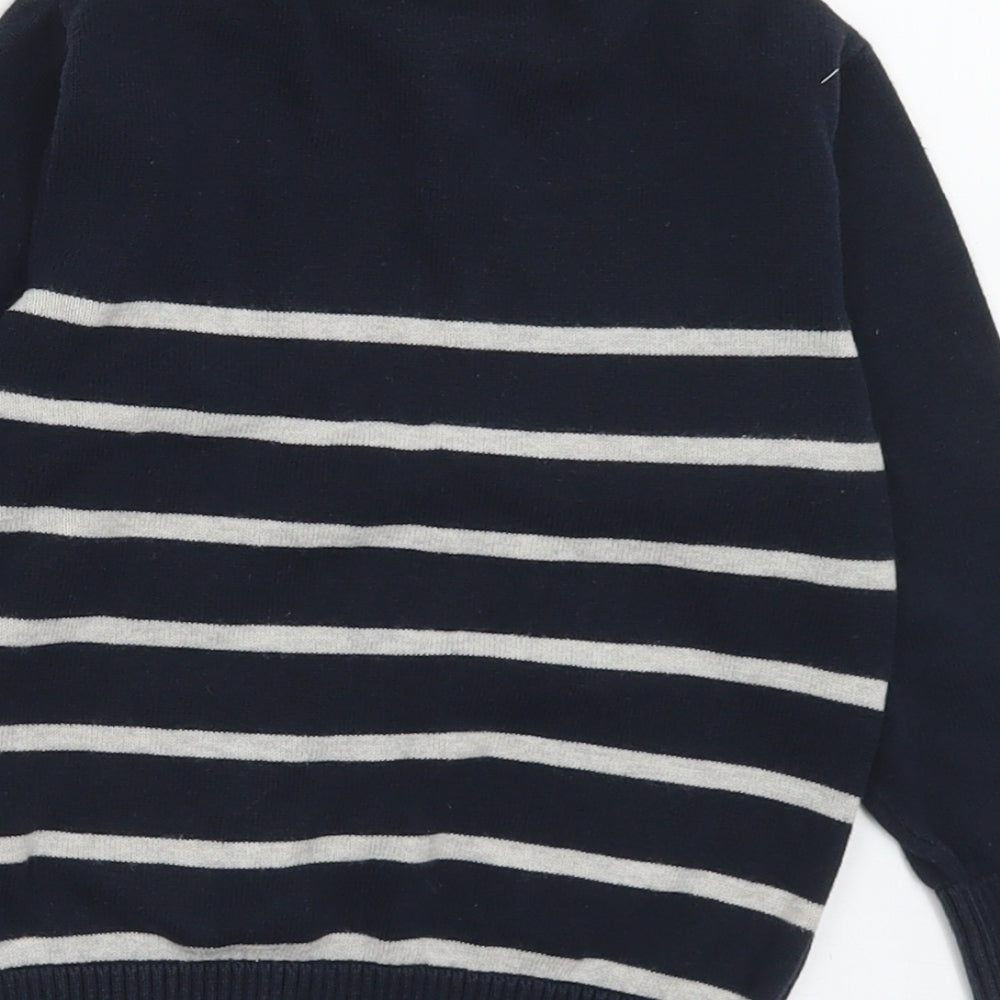 NEXT Boys Blue Crew Neck Striped Cotton Pullover Jumper Size 3 Years  Pullover
