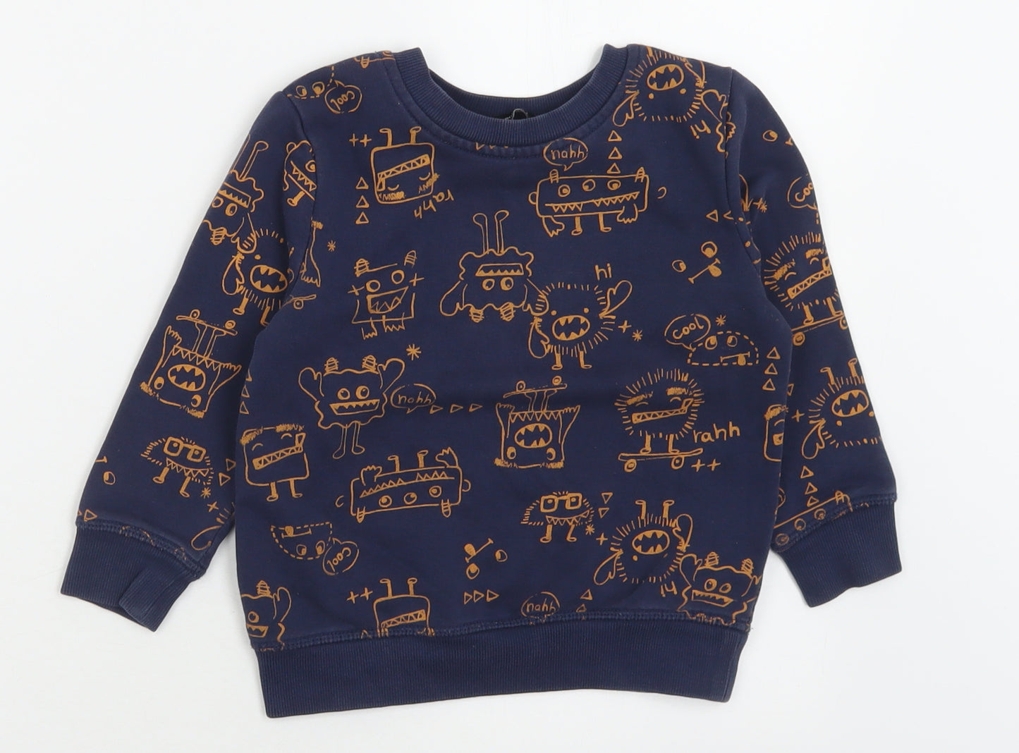 George Boys Blue Geometric Cotton Pullover Sweatshirt Size 2-3 Years  Pullover