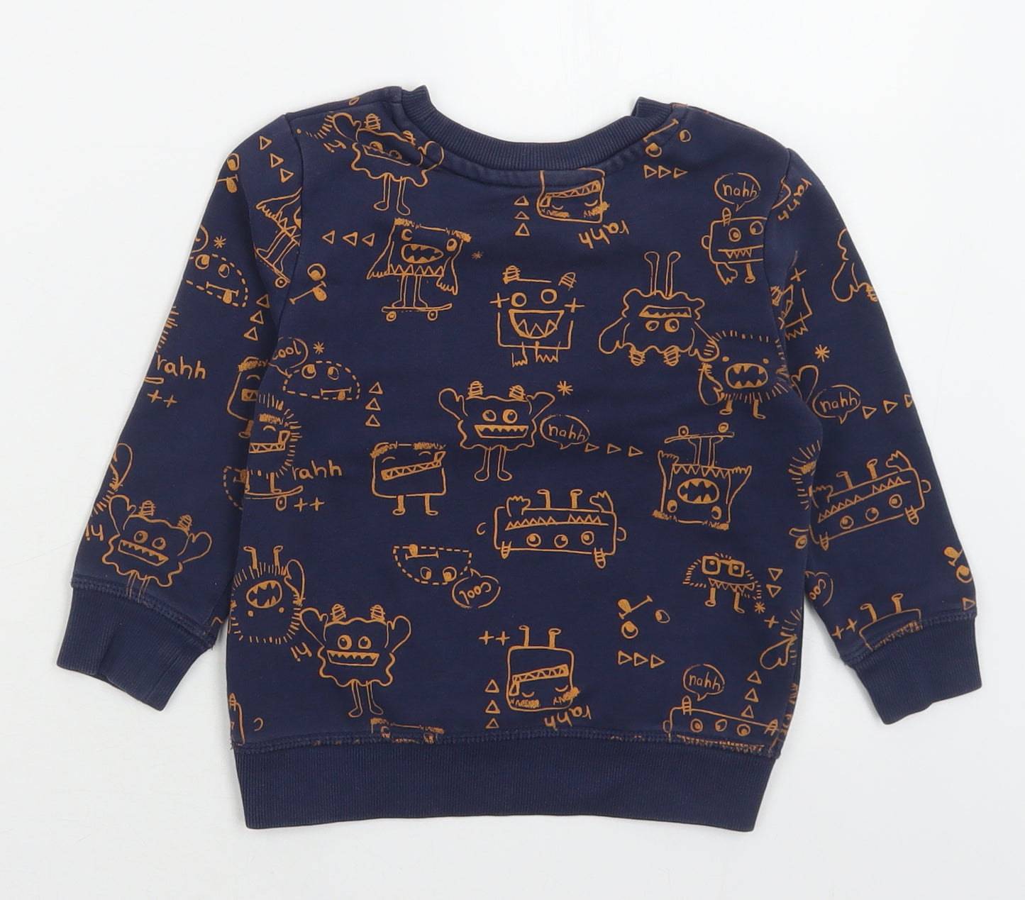 George Boys Blue Geometric Cotton Pullover Sweatshirt Size 2-3 Years  Pullover