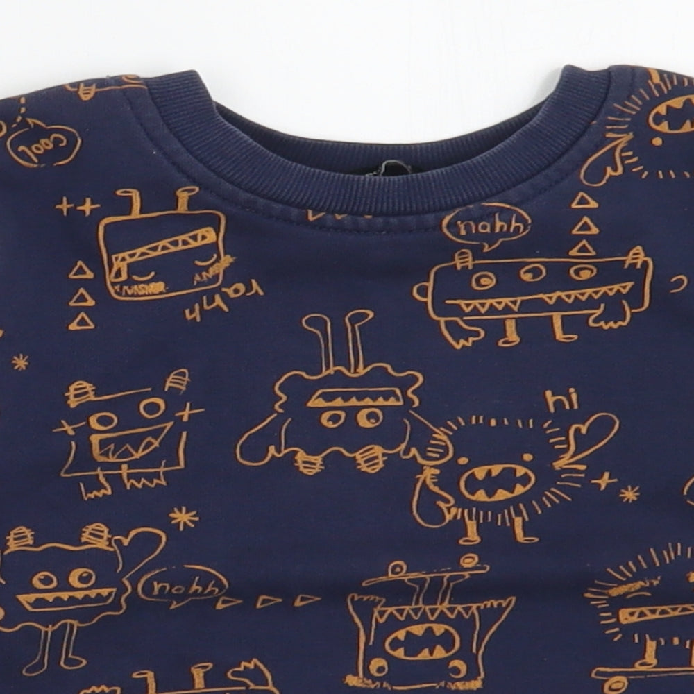 George Boys Blue Geometric Cotton Pullover Sweatshirt Size 2-3 Years  Pullover