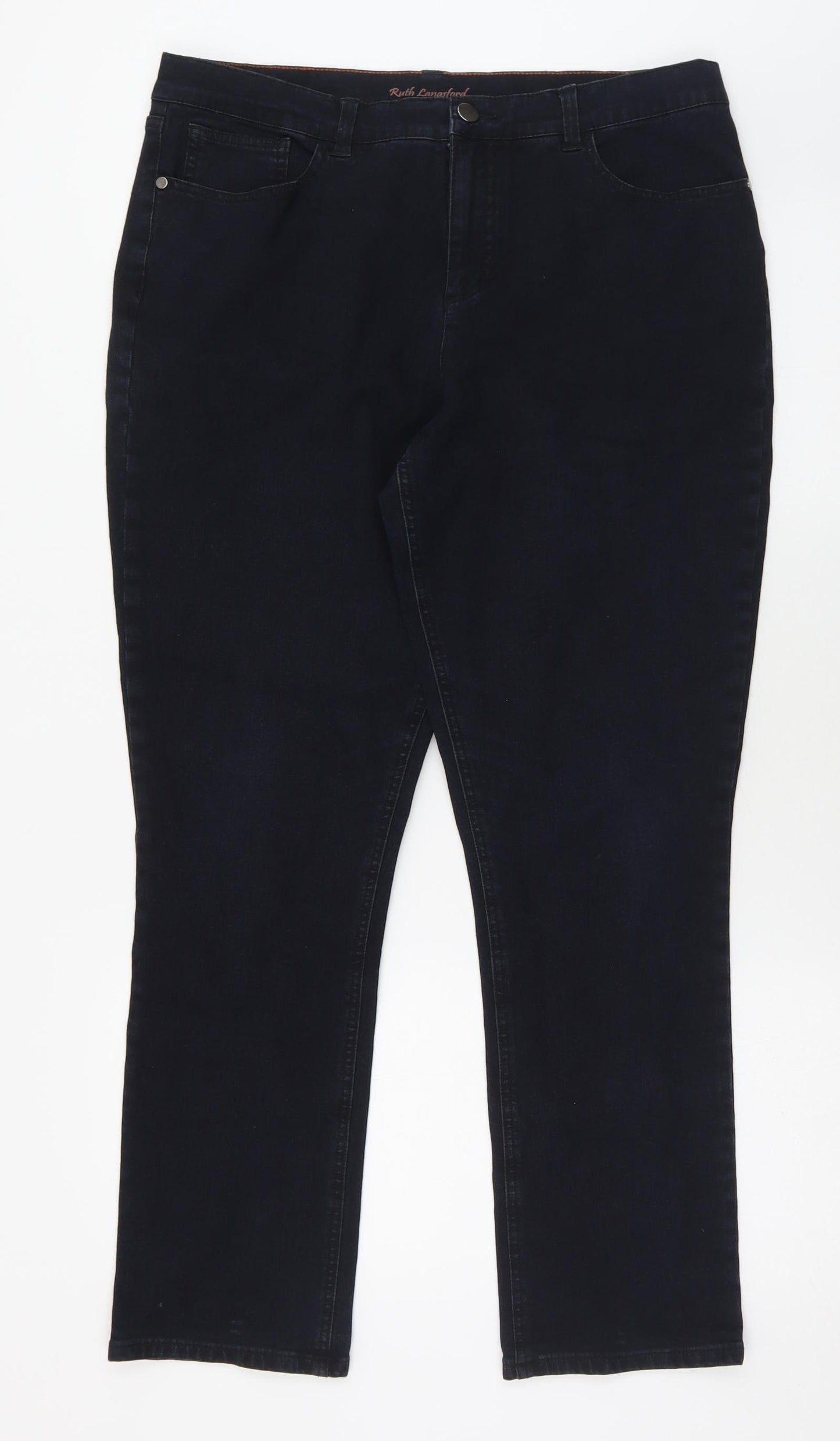 Ruth Langord Womens Blue  Cotton Straight Jeans Size 16 L28 in Regular Button