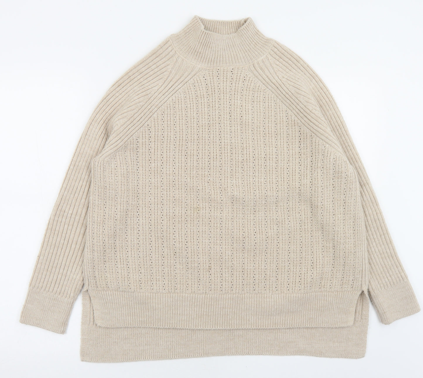 George Womens Beige High Neck  Acrylic Pullover Jumper Size M