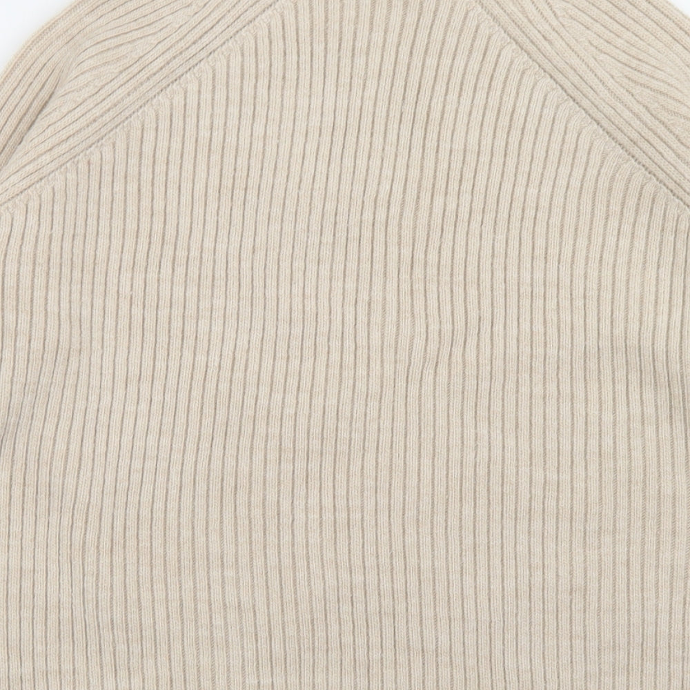 George Womens Beige High Neck  Acrylic Pullover Jumper Size M