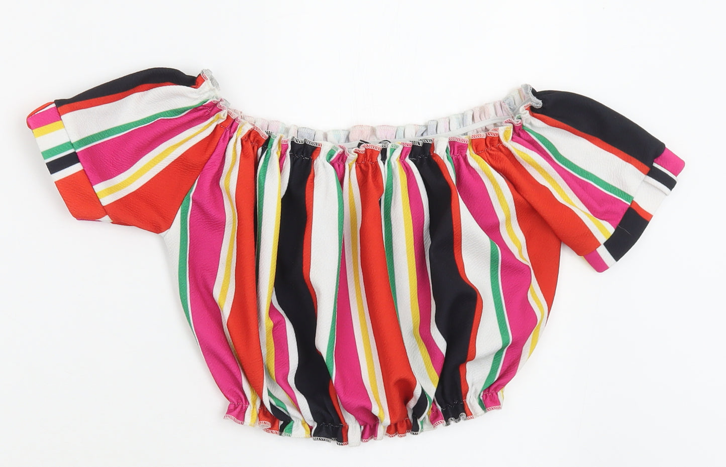 New Look Womens Multicoloured Striped Polyester Cropped Tank Size 8 Off the Shoulder