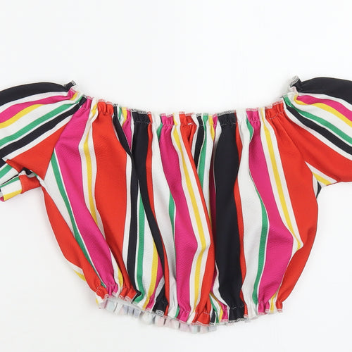 New Look Womens Multicoloured Striped Polyester Cropped Tank Size 8 Off the Shoulder