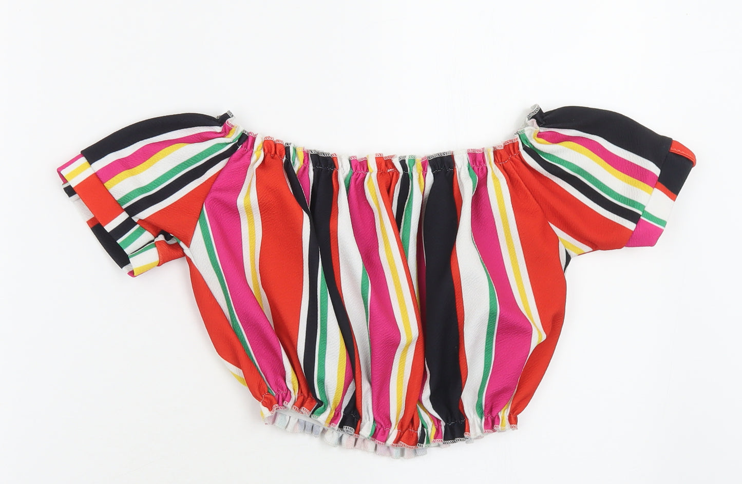 New Look Womens Multicoloured Striped Polyester Cropped Tank Size 8 Off the Shoulder