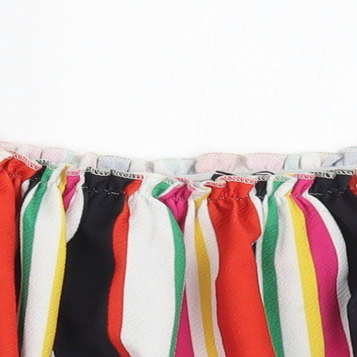 New Look Womens Multicoloured Striped Polyester Cropped Tank Size 8 Off the Shoulder