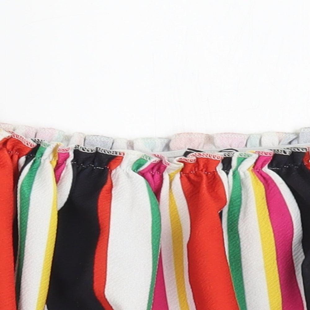 New Look Womens Multicoloured Striped Polyester Cropped Tank Size 8 Off the Shoulder