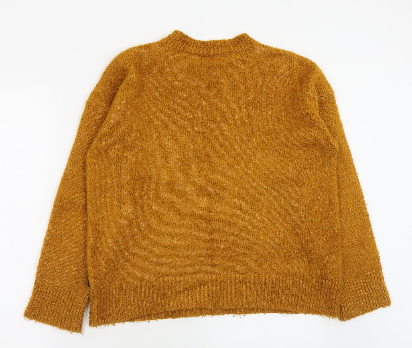 NXT Womens Yellow Crew Neck Geometric Acrylic Pullover Jumper Size M