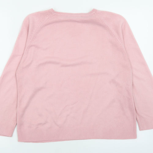 Dunnes Stores Womens Pink Crew Neck  Acrylic Pullover Jumper Size M