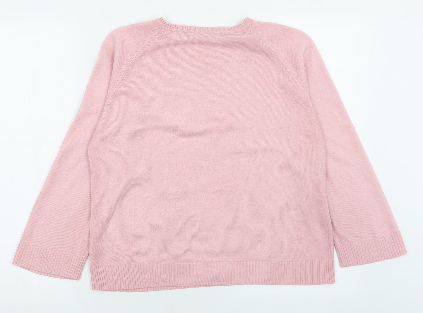 Dunnes Stores Womens Pink Crew Neck  Acrylic Pullover Jumper Size M