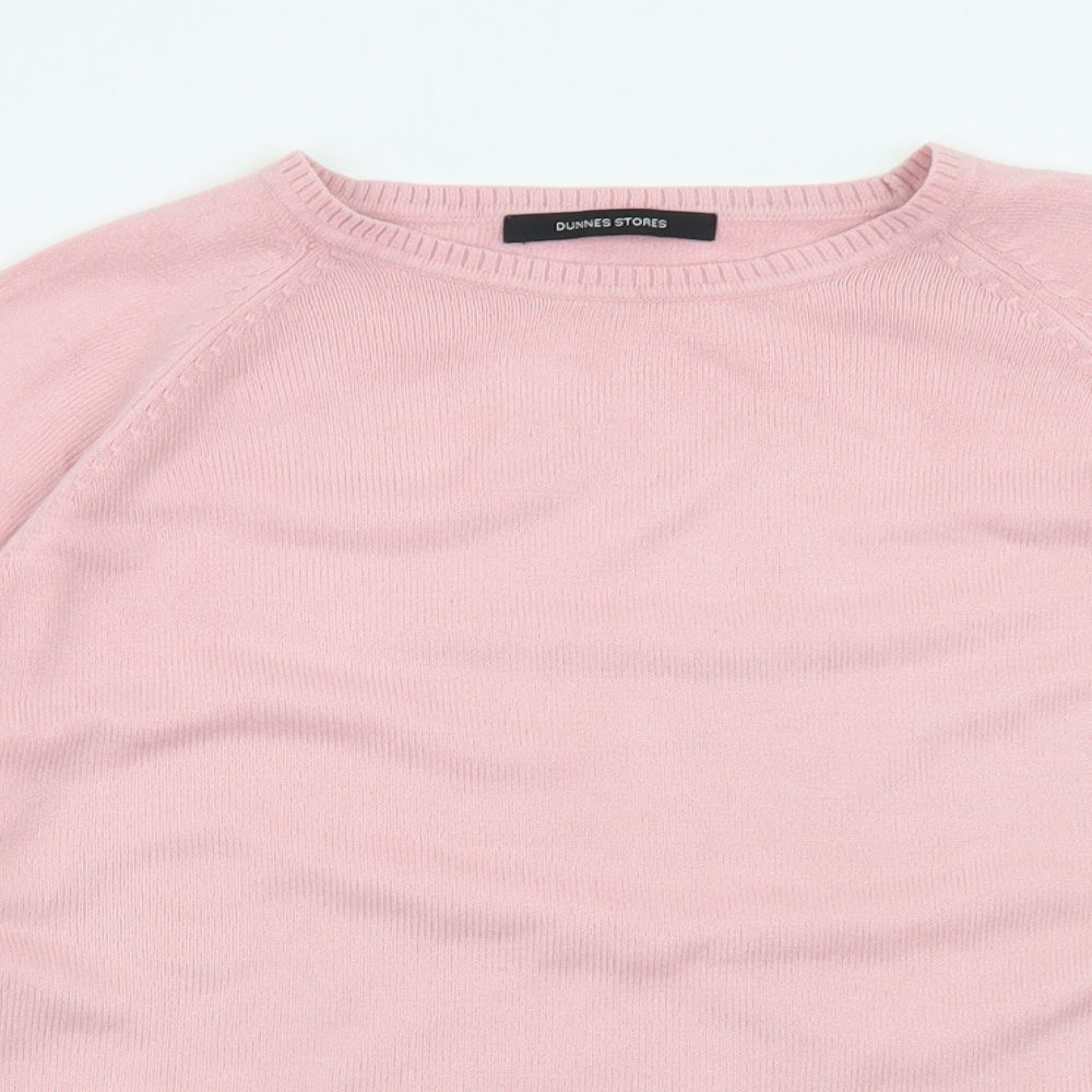Dunnes Stores Womens Pink Crew Neck  Acrylic Pullover Jumper Size M