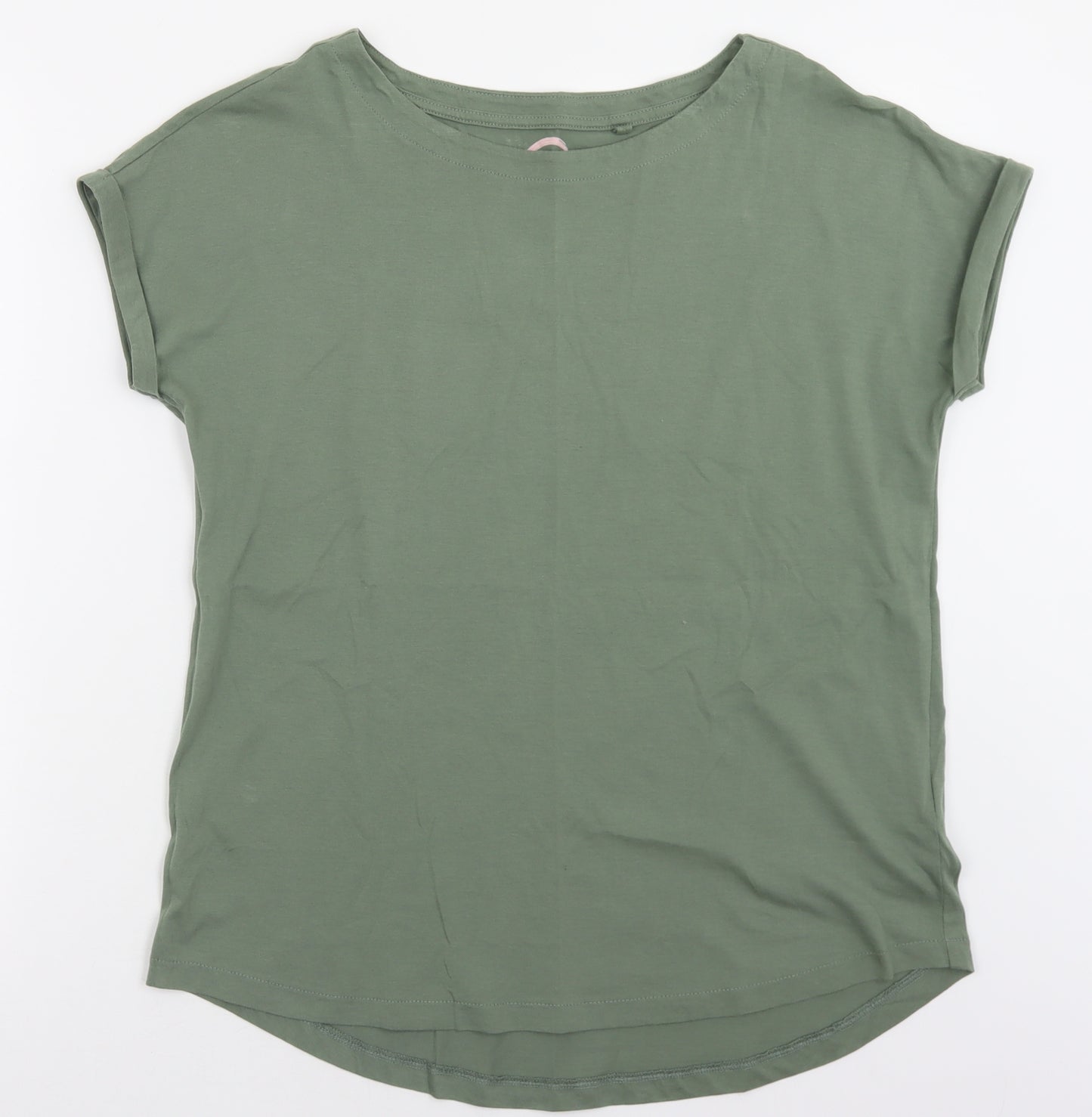 NEXT Womens Green  Cotton Basic T-Shirt Size 12 Crew Neck