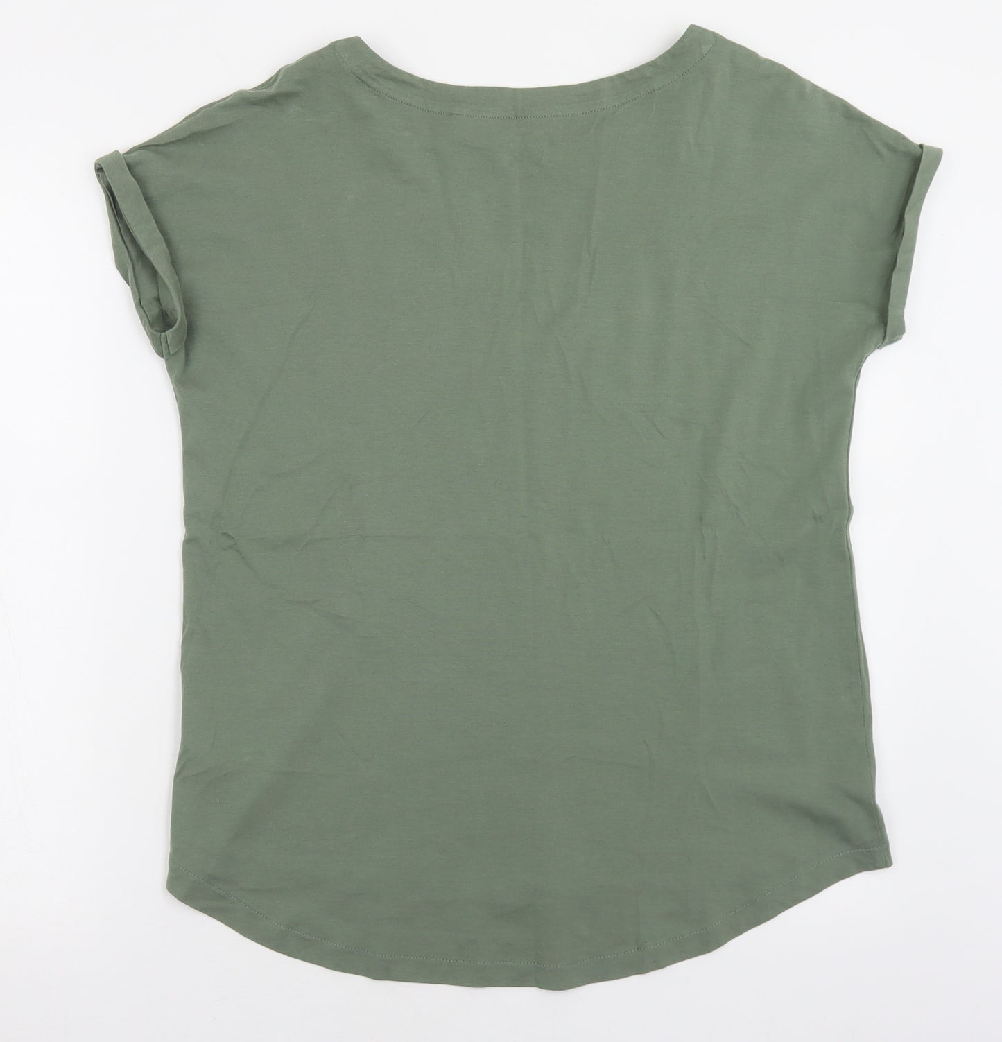 NEXT Womens Green  Cotton Basic T-Shirt Size 12 Crew Neck