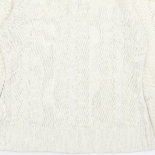evie Womens White Boat Neck  Acrylic Pullover Jumper Size 10