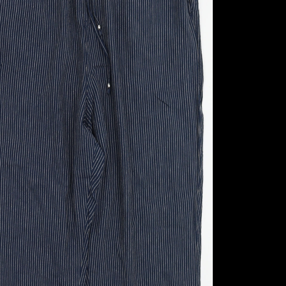 F&F Womens Blue Striped Linen Trousers  Size 20 L30 in Regular Tie