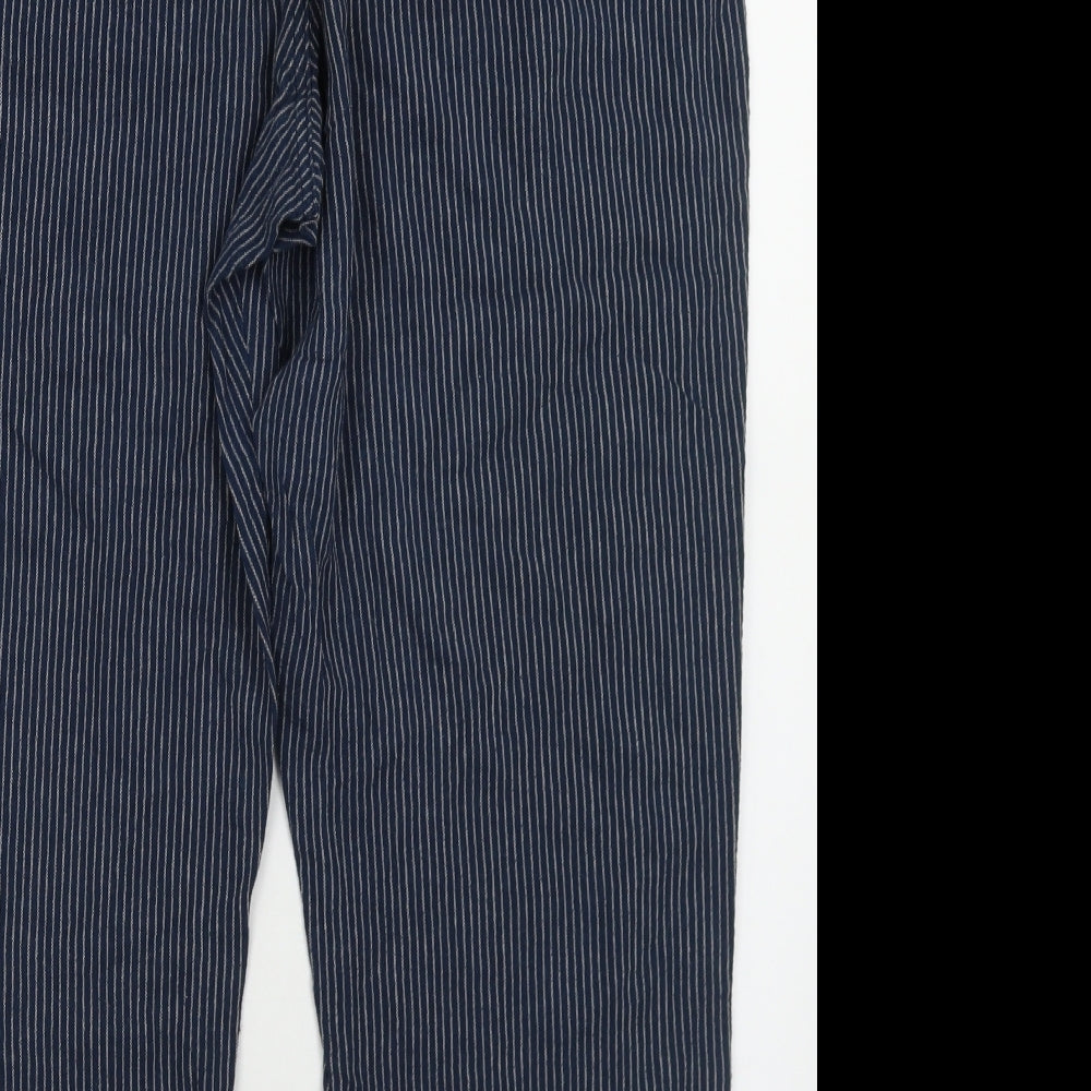 F&F Womens Blue Striped Linen Trousers  Size 20 L30 in Regular Tie