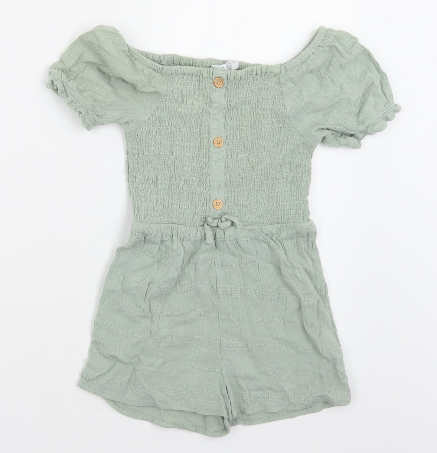 Primark Girls Green  Cotton Playsuit One-Piece Size 5-6 Years  Pullover