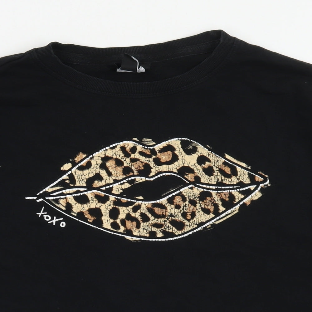 New Look Womens Black Animal Print Cotton Pullover Sweatshirt Size S  Pullover