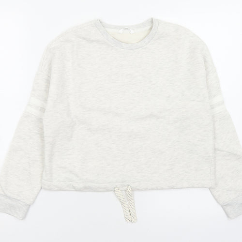 Marks and Spencer Girls Grey Crew Neck  Cotton Pullover Jumper Size 10-11 Years  Pullover