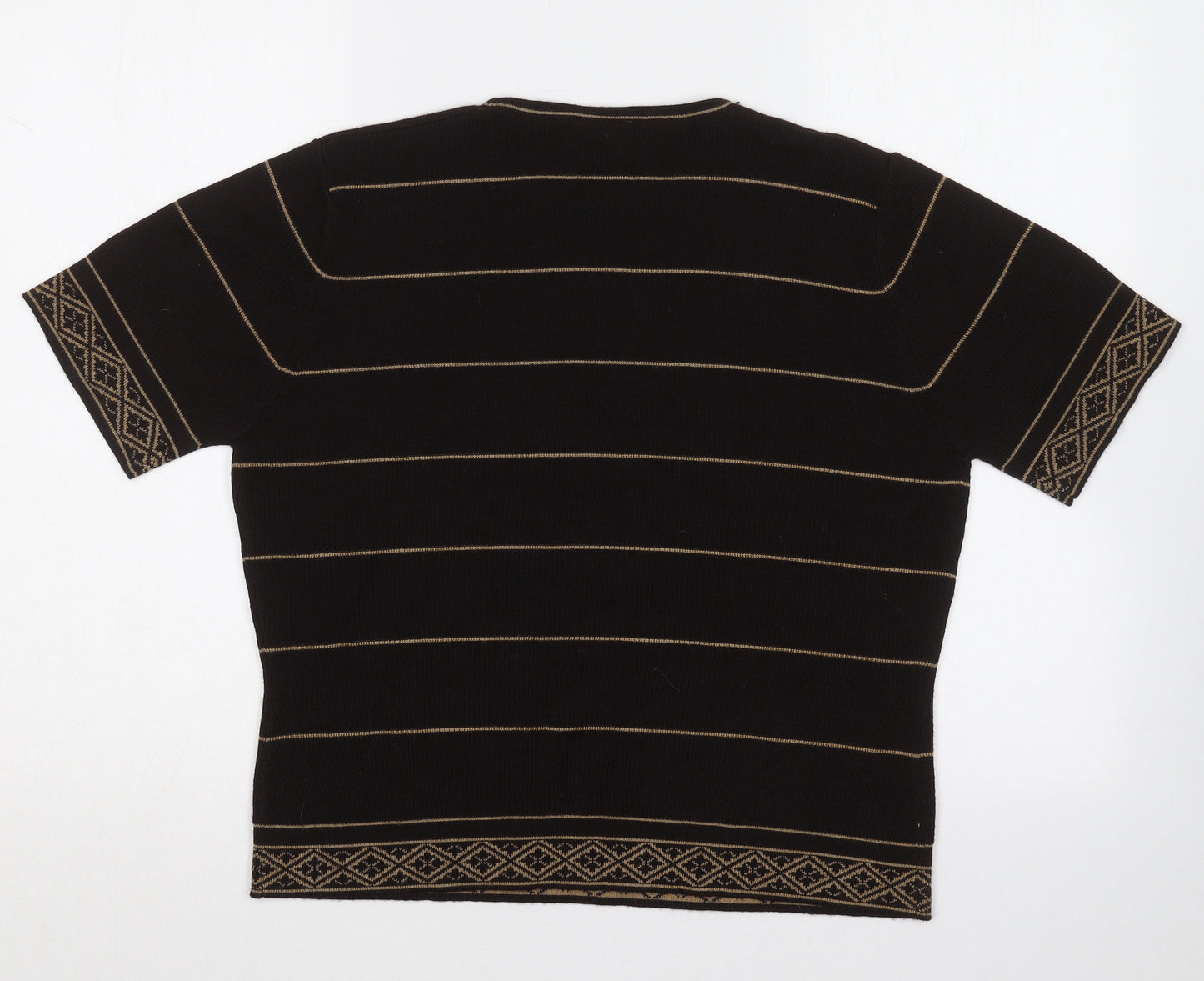 Country Casuals Womens Brown Crew Neck Striped Wool Pullover Jumper Size L