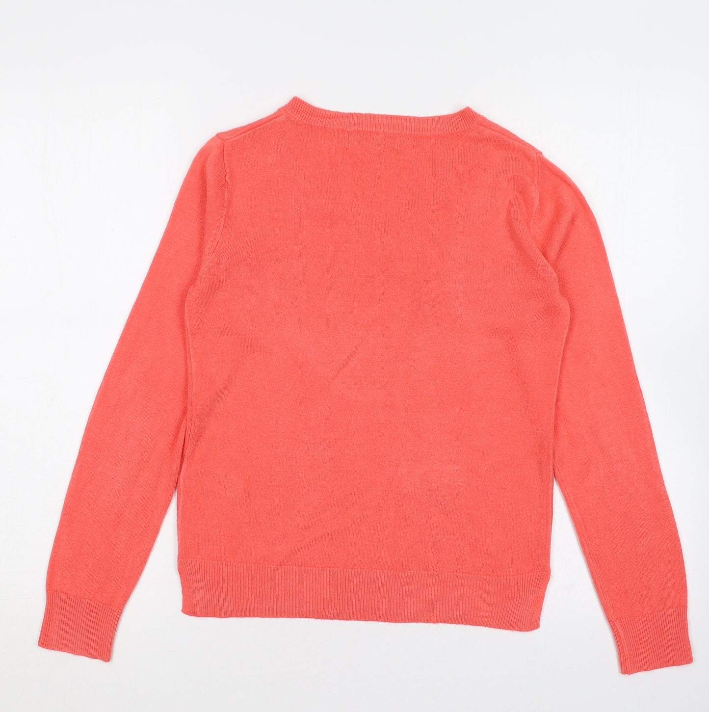Marks and Spencer Womens Pink V-Neck  Acrylic Pullover Jumper Size 8