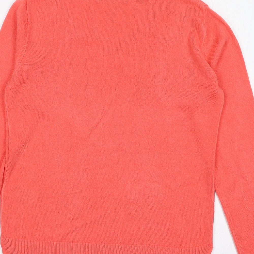 Marks and Spencer Womens Pink V-Neck  Acrylic Pullover Jumper Size 8