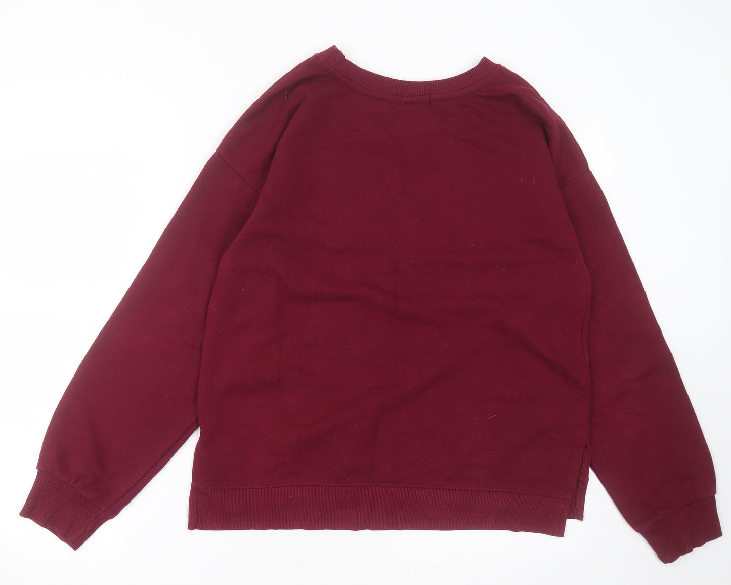 Bershka Womens Purple Crew Neck  Cotton Pullover Jumper Size L