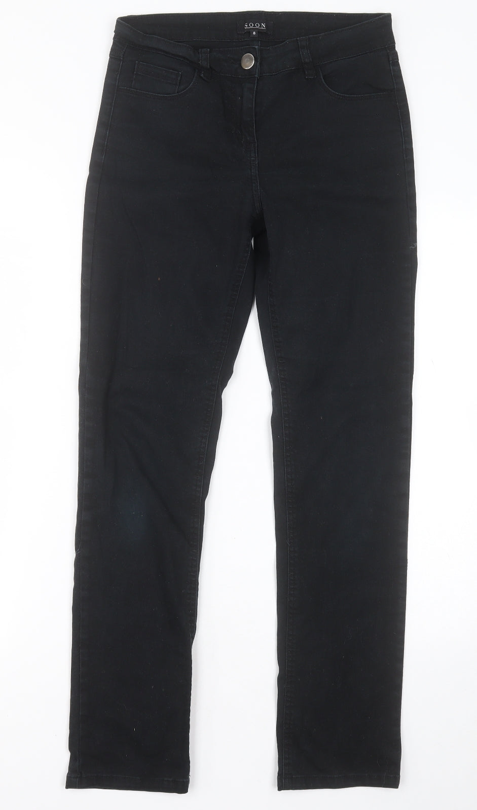 Matalan Womens Black  Cotton Straight Jeans Size 8 L30 in Regular Button