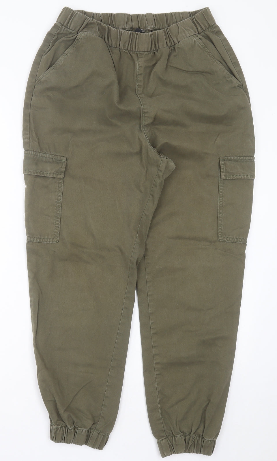 H&M Womens Green  Cotton Cargo Trousers Size 14 L28 in Regular