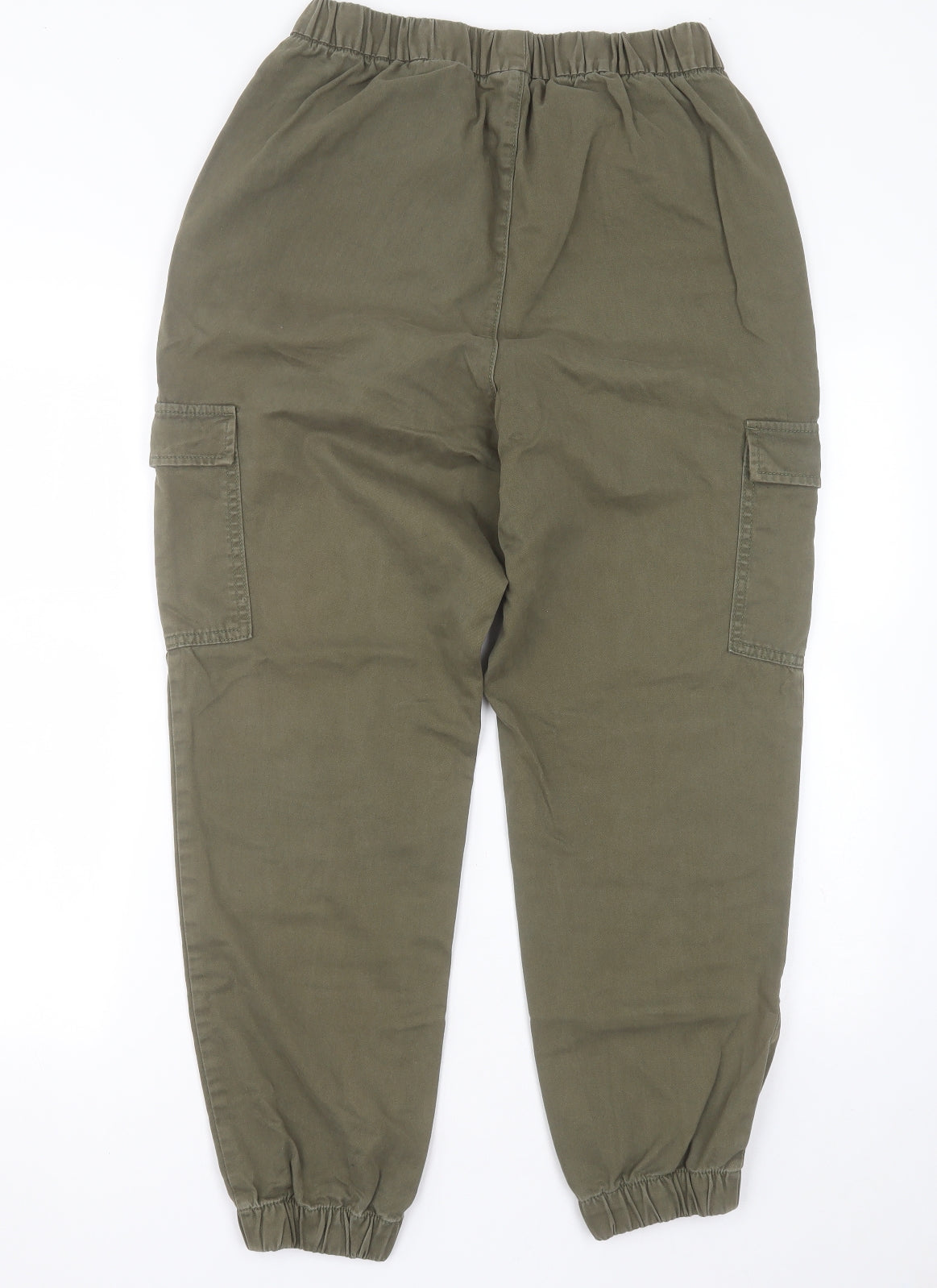 H&M Womens Green  Cotton Cargo Trousers Size 14 L28 in Regular