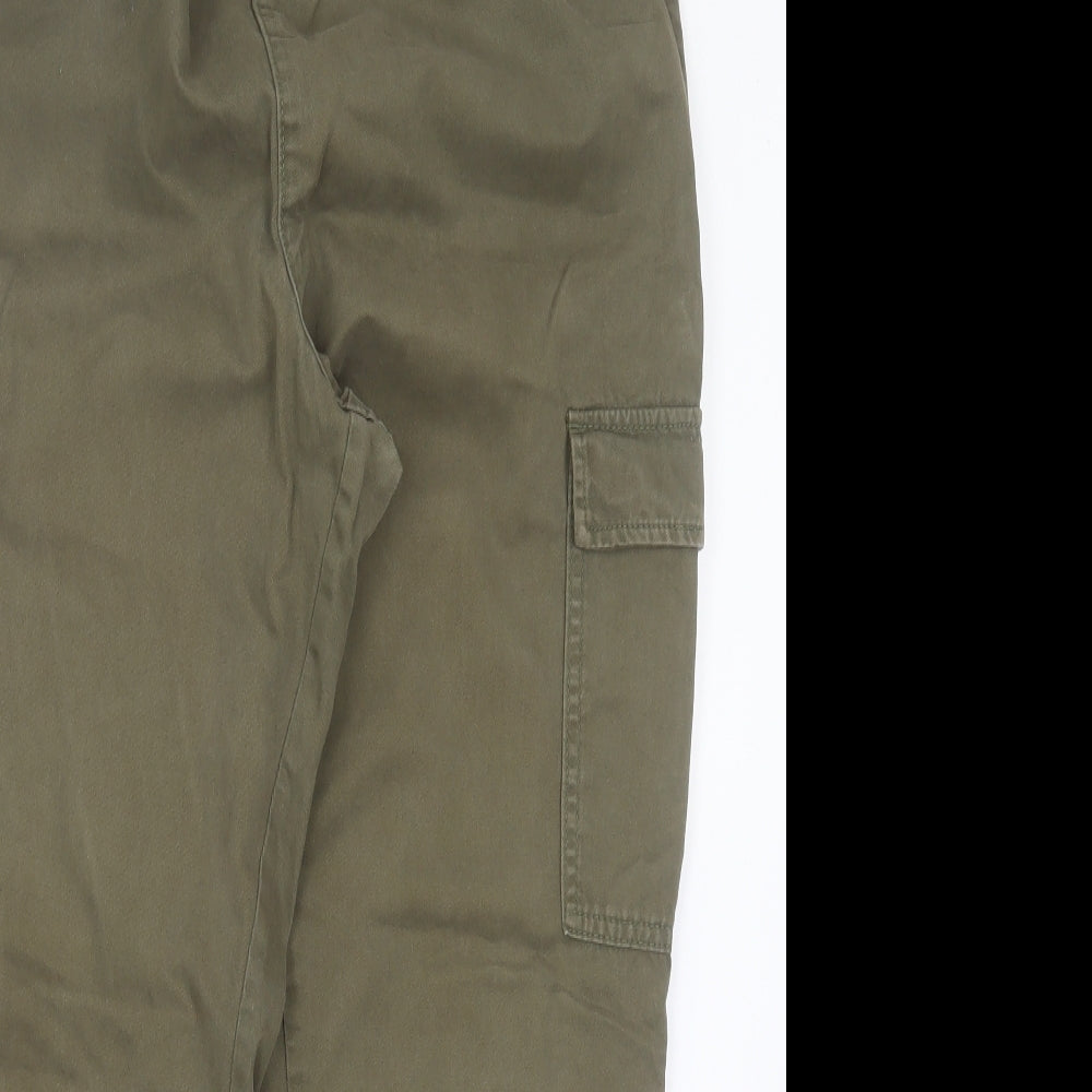 H&M Womens Green  Cotton Cargo Trousers Size 14 L28 in Regular