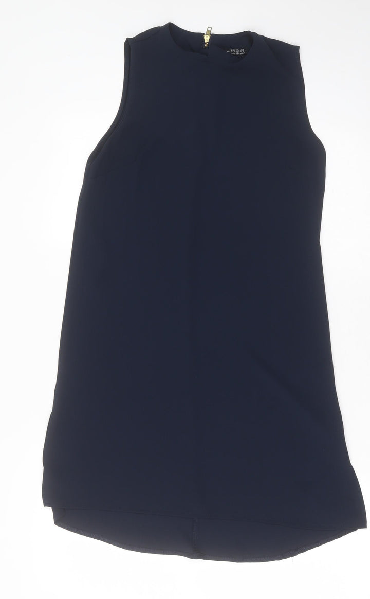 Atmosphere Womens Blue  Polyester A-Line  Size 8  Crew Neck Zip